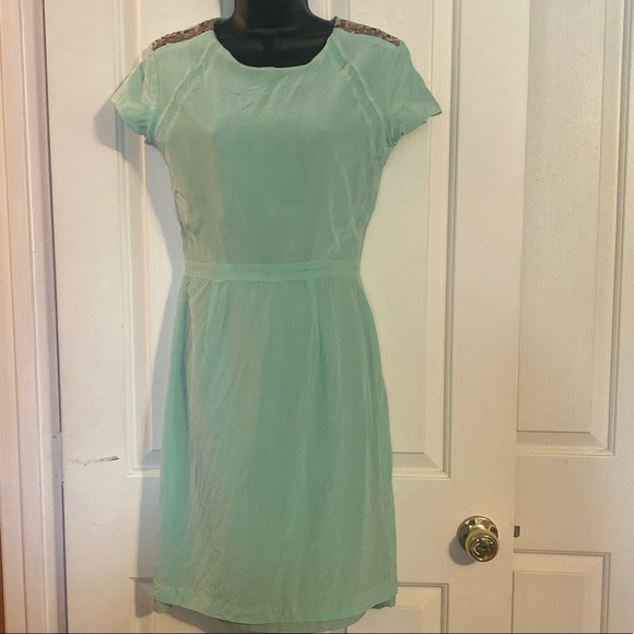 “DANA-MAXX” Silk Agnyss Flores Mint & Sequin Dress - Picture 3 of 16